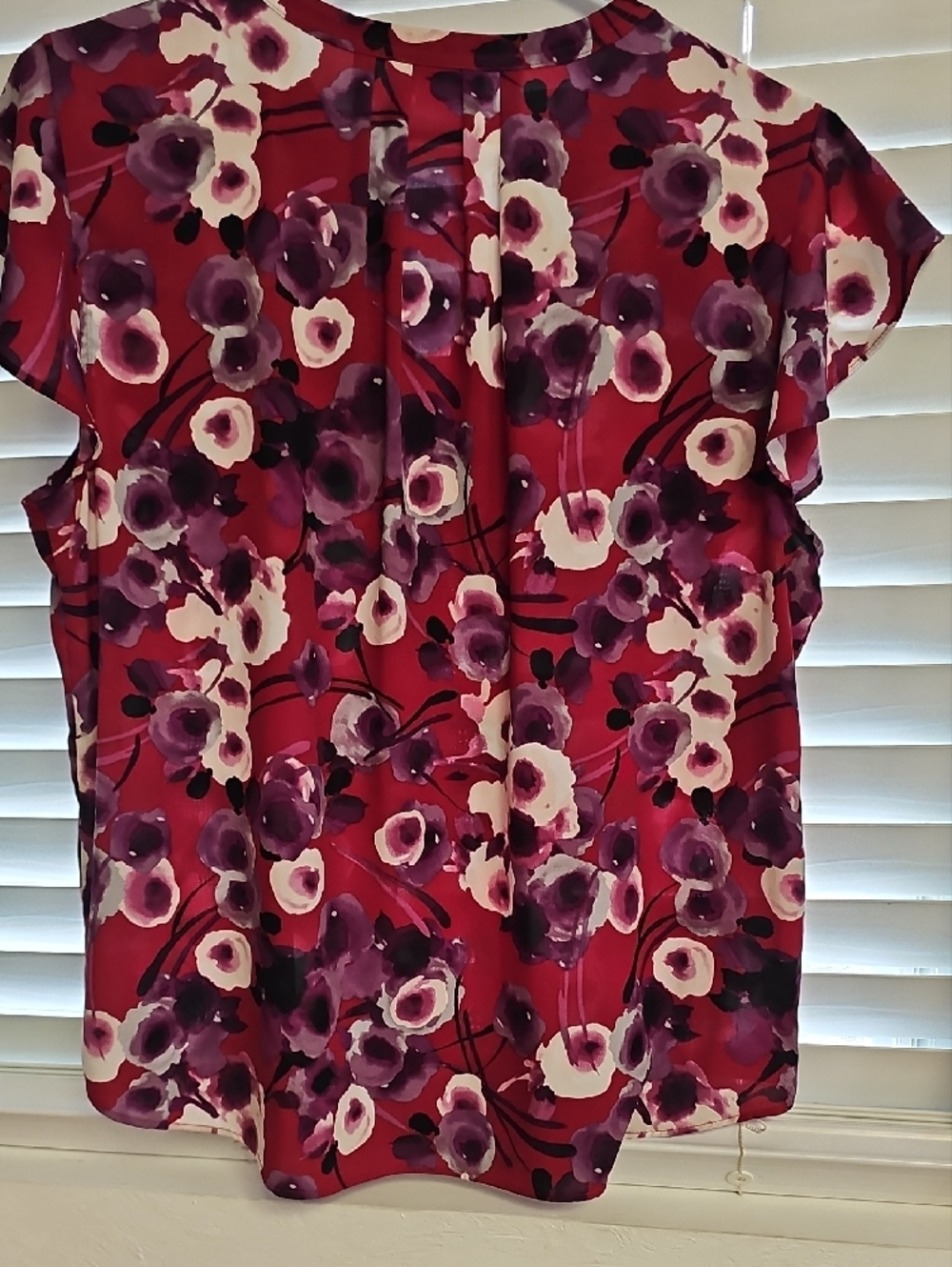 Calvin Klein Pink & Purple Floral Flutter Sleeve Blouse - Picture 7 of 9